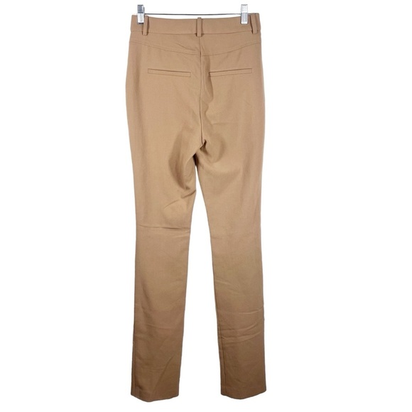 ALC Edwin Split Hem Tan Flat Front Slim Leg Trousers | 2 Long - Picture 1 of 8